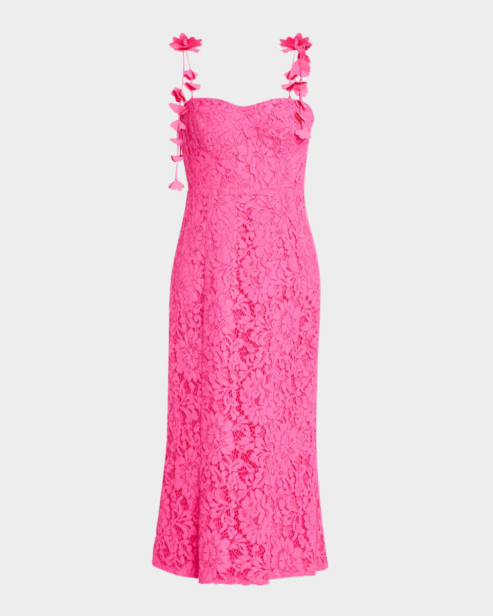 Applique-Embellished Lace Midi Dress